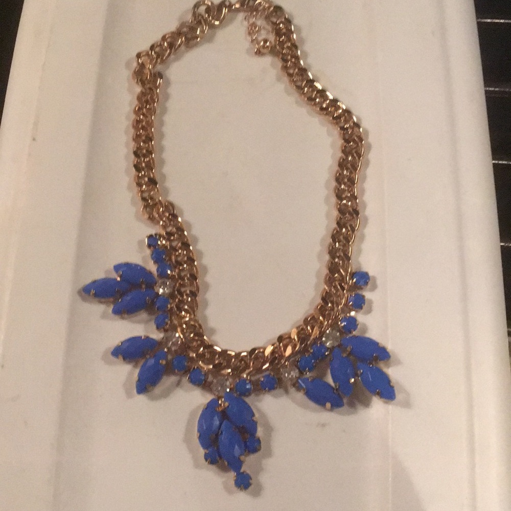 J.Crew blue gold statement necklace